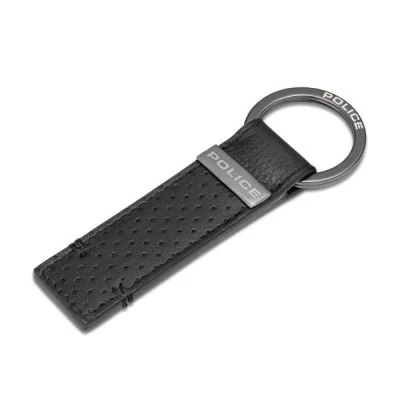 Police Orion Mens Leather Perforated Keyring